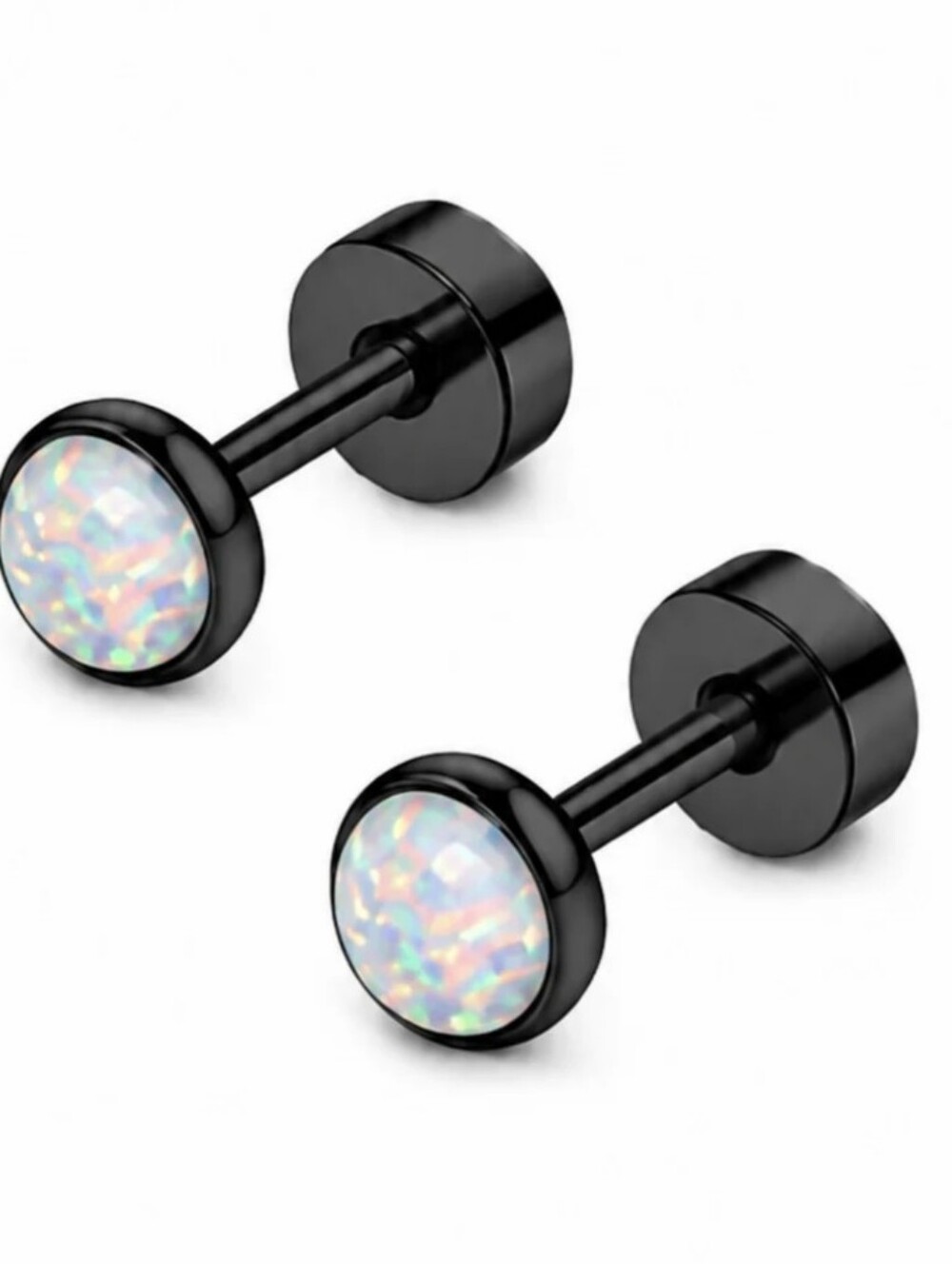 Black Opal Flat Back Stud Earrings